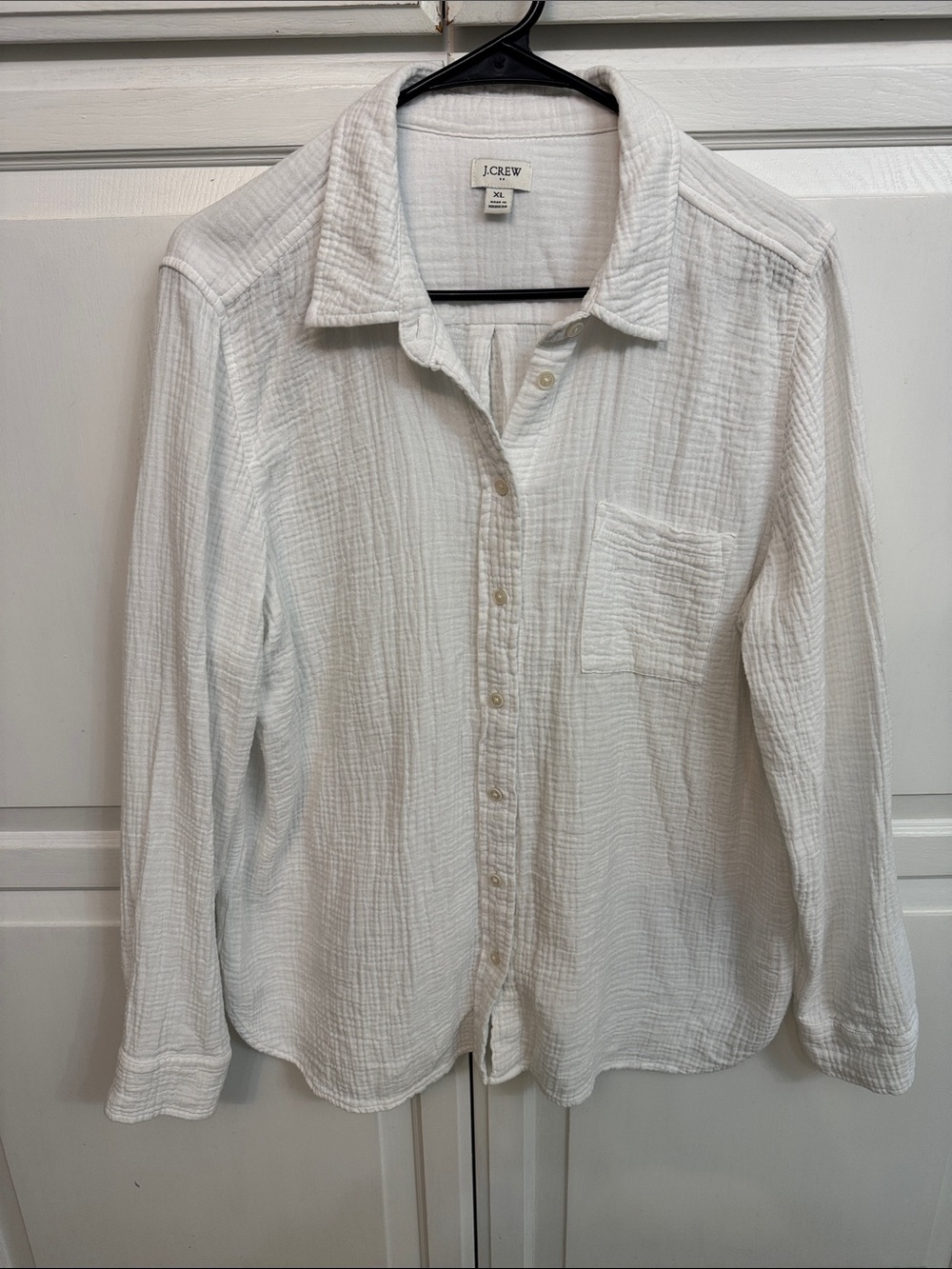 J. Crew White Textured Gauze Button-Down Shirt 100% cotton size XL